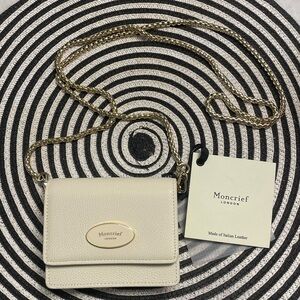 Montcrief London Italian Leather Sloane Mini Crossbody Bag Bridal Ivory $300